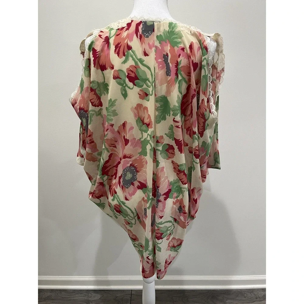 Vtg Victoria's Secret Kimono Pant Set Sz S Oversized‎ Gold Label Floral Sheer